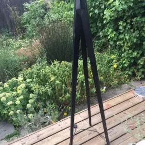 Tall black wood lamp stand with tripod base