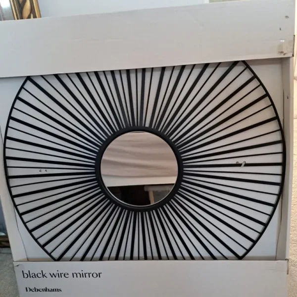 Black spiral wire mirror