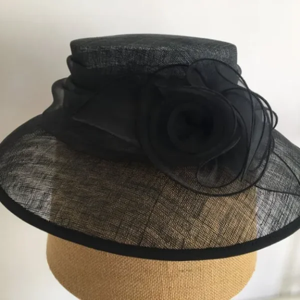Marks & Spencer Ladies Black Straw Hat with Bow Detail