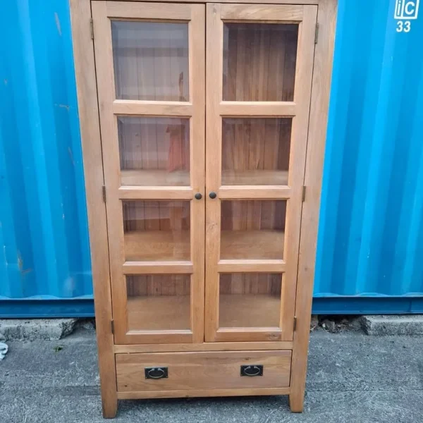 Solid heavy oak display cabinet