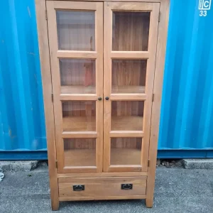 Solid heavy oak display cabinet