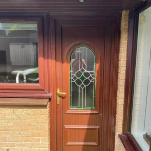 PVC doors with rosewood frames and coloured glass - Image 2