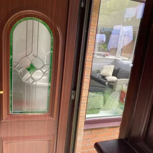 PVC doors with rosewood frames and coloured glass - Image 6