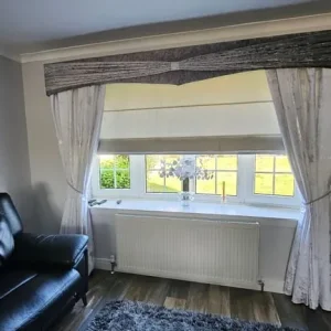 Silver pelmet and thermal lined curtains - Image 3