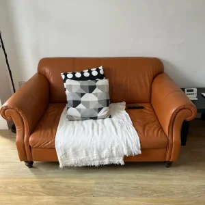 Orange Leather Sofa - Image 3