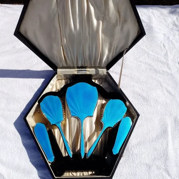 English Guilloche Vanity Set