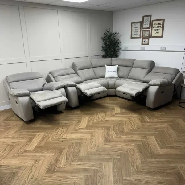 Grey Furniture Village Moreno Power Recliner Sofa with Power Recliner Armchair