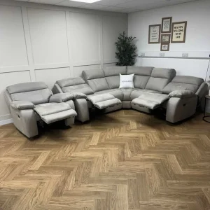 Grey Furniture Village Moreno Power Recliner Sofa with Power Recliner Armchair