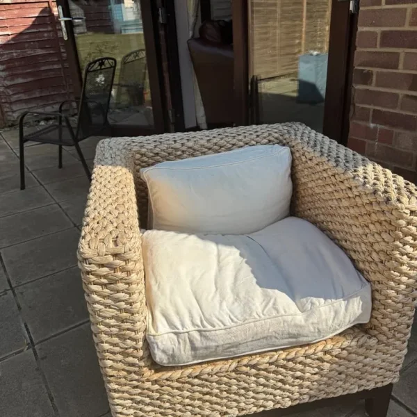 Wicker chairs and tabla with glass top