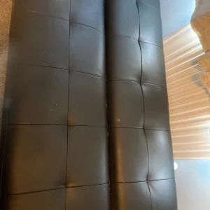 Black leather style sofa bed - Image 2