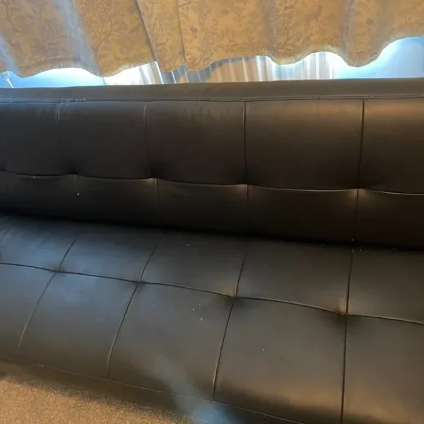 Black leather style sofa bed