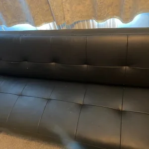 Black leather style sofa bed