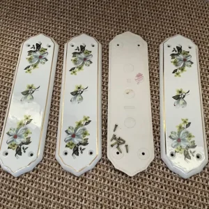 Vintage Ceramic Door Handles with Escutcheons - Image 3