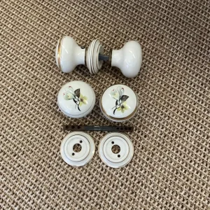 Vintage Ceramic Door Handles with Escutcheons - Image 4