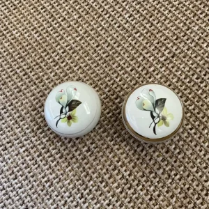 Vintage Ceramic Door Handles with Escutcheons