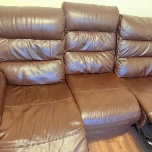 Devon 2-Tone Brown Leather 3-Seater Electric Recliner Sofa - Image 4