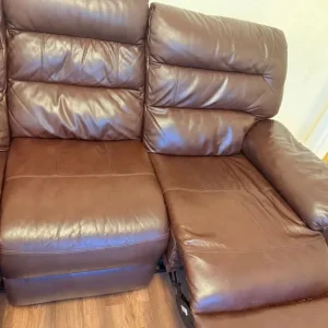 Devon 2-Tone Brown Leather 3-Seater Electric Recliner Sofa - Image 6