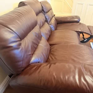 Devon 2-Tone Brown Leather 3-Seater Electric Recliner Sofa - Image 7