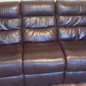 Devon 2-Tone Brown Leather 3-Seater Electric Recliner Sofa