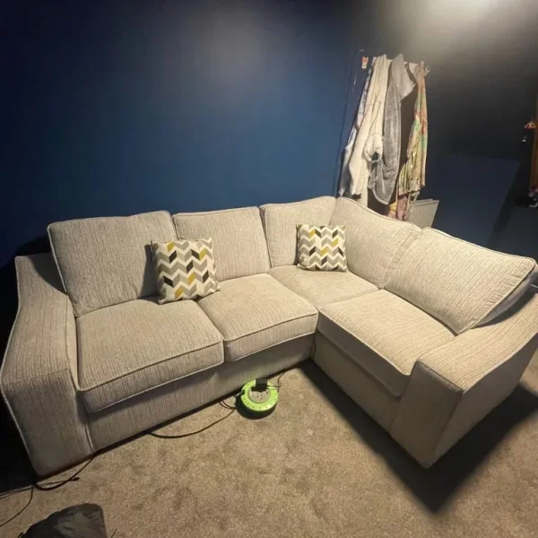 Grey L-shaped sofa