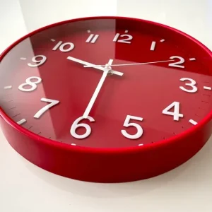Wall Clock - Sweeping Arms - Red and White