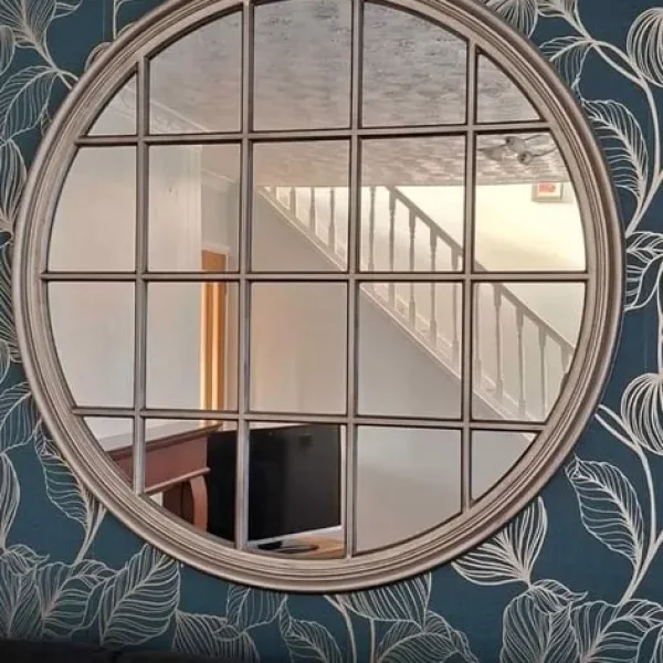 Large round wooden mirror