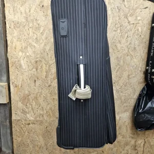 Large soft-sided suitcase with pinstripe pattern - Image 5