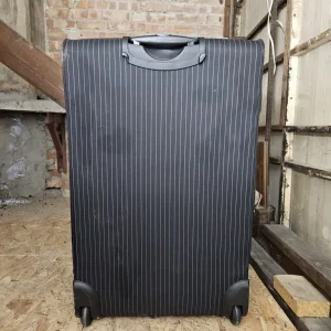 Large soft-sided suitcase with pinstripe pattern - Image 6