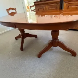 Oval dining table - Mahogany with hidden insert - Image 4