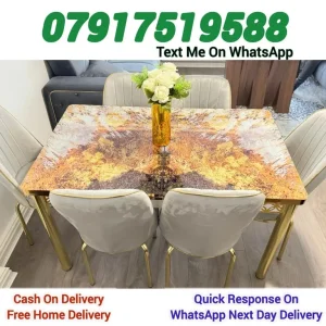 Wooden Dining Table with 6 Chairs - Image 3