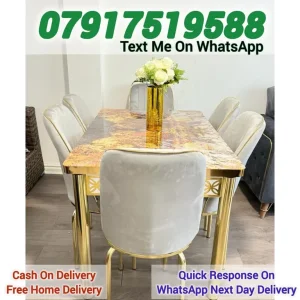 Wooden Dining Table with 6 Chairs - Image 5