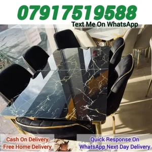 Wooden Dining Table with 6 Chairs - Image 6