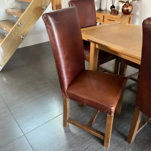 Dining table and 6 real leather dining chairs - Image 2