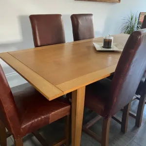 Dining table and 6 real leather dining chairs - Image 3