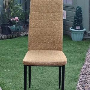 4 x Musdard cloth dining chairs - Image 3