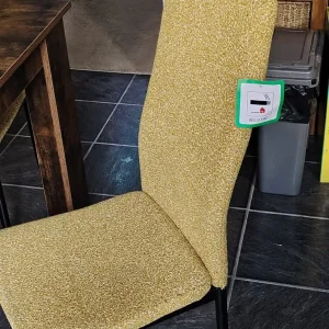4 x Musdard cloth dining chairs