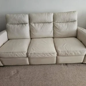 Cream leather 3 piece suite - Image 2