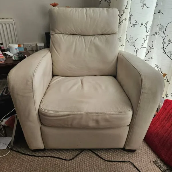 Cream leather 3 piece suite