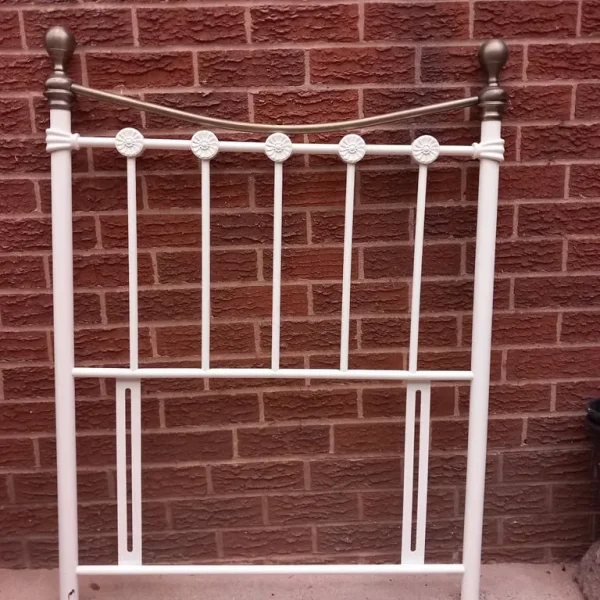 3FT WROUGHT IRON CREAM HEADBOARD