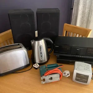 Technics Speakers, Russell Hobbs Kettle, Sony Cube, TEAC Cassette Deck