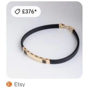 14K 585 Gold Bar Bracelet for Men, Rubber Bangle Bracelet - Image 2