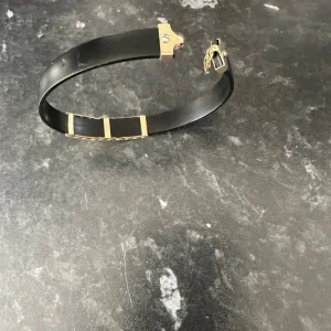 14K 585 Gold Bar Bracelet for Men, Rubber Bangle Bracelet - Image 3