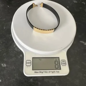 14K 585 Gold Bar Bracelet for Men, Rubber Bangle Bracelet