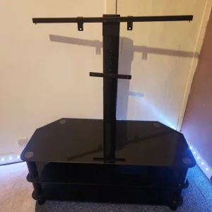 Tv mount stand with 3 glass shelves