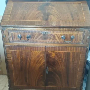 Antique Wooden Drop-Front Writing Desk - Image 3