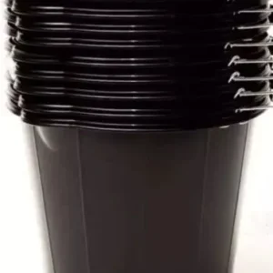 6 Black Plastic Buckets with Removable Handles