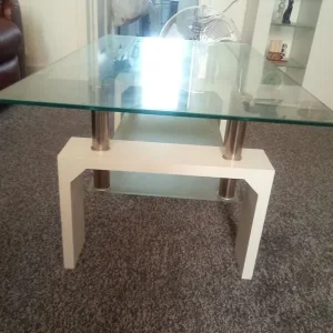 White and glass coffee table - Image 3