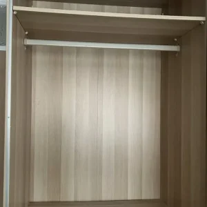 IKEA PAX White Oak Wardrobe – 2 Hang Rails, 5 Shelves, 3 Wire Drawers - Image 4