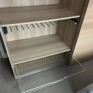 IKEA PAX White Oak Wardrobe – 2 Hang Rails, 5 Shelves, 3 Wire Drawers - Image 5