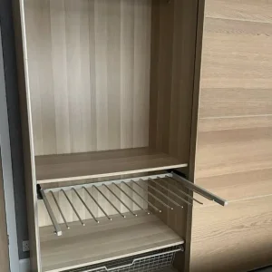 IKEA PAX White Oak Wardrobe – 2 Hang Rails, 5 Shelves, 3 Wire Drawers - Image 6